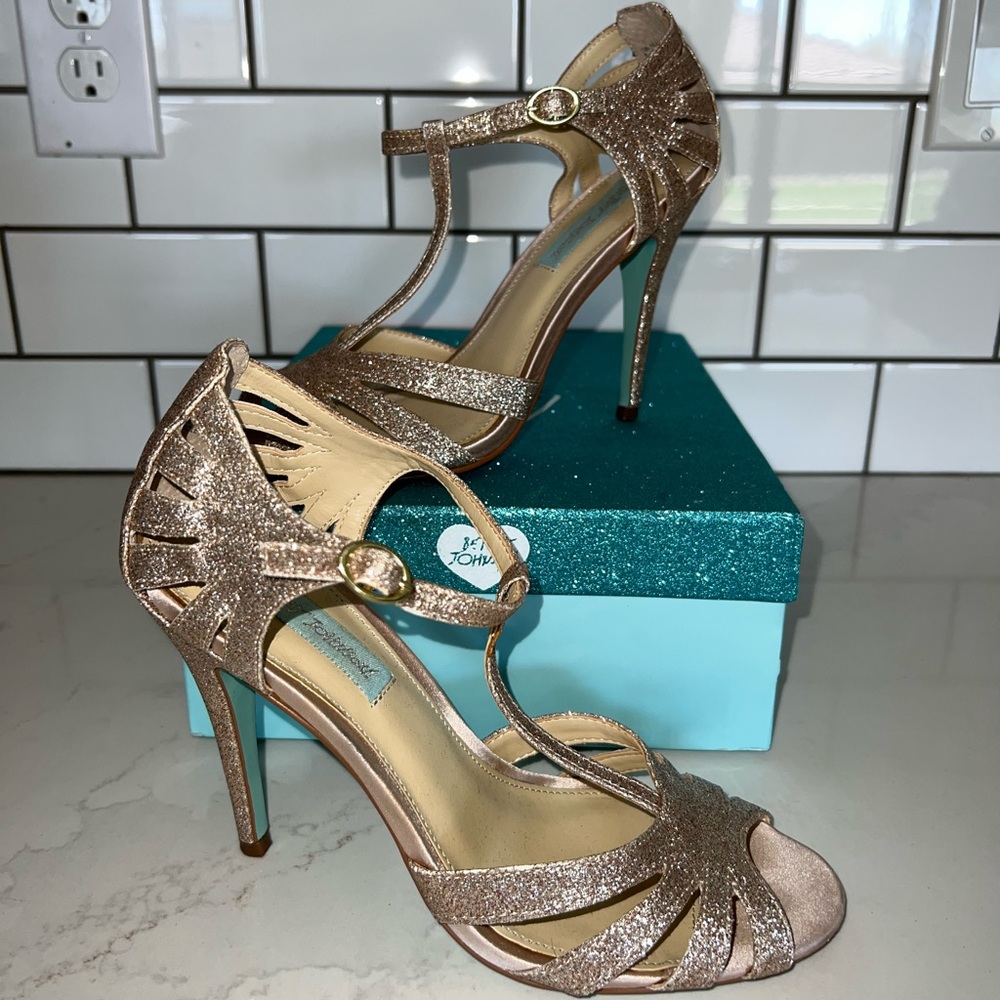 Betsey Johnson Blue SB Tee Champagne Heels